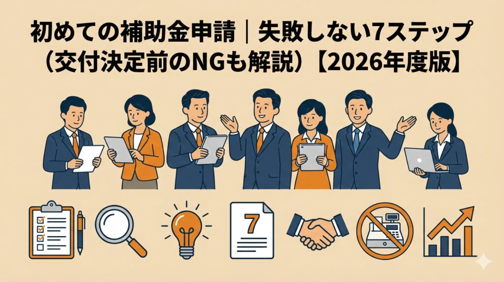 初めての補助金申請｜失敗しない7ステップ（交付決定前のNGも解説）【2026年度版】
